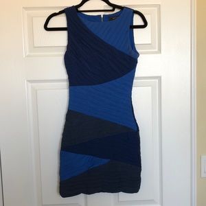 BCBGMAXAZRIA Debra blue colorblock dress